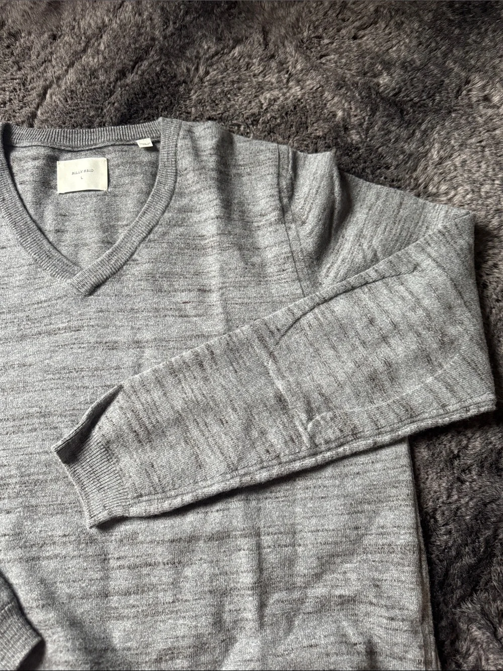 Billy Reid Men's Heather Gray V-Neck Sweater - Picture 3 of 4